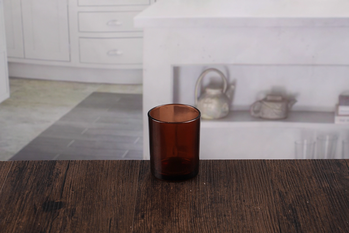 Amber glass candle holder