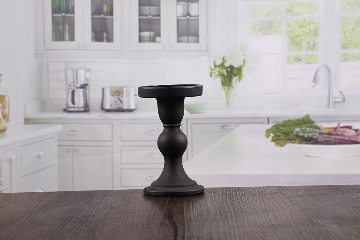 Black pillar candle holders