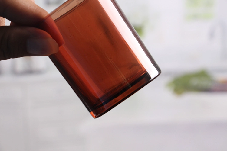 Amber glass candle holder