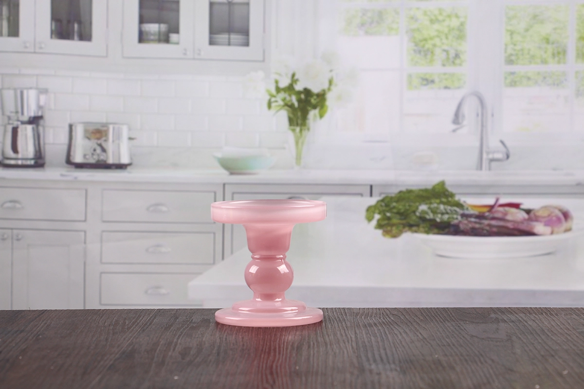 Pink pillar candle holders