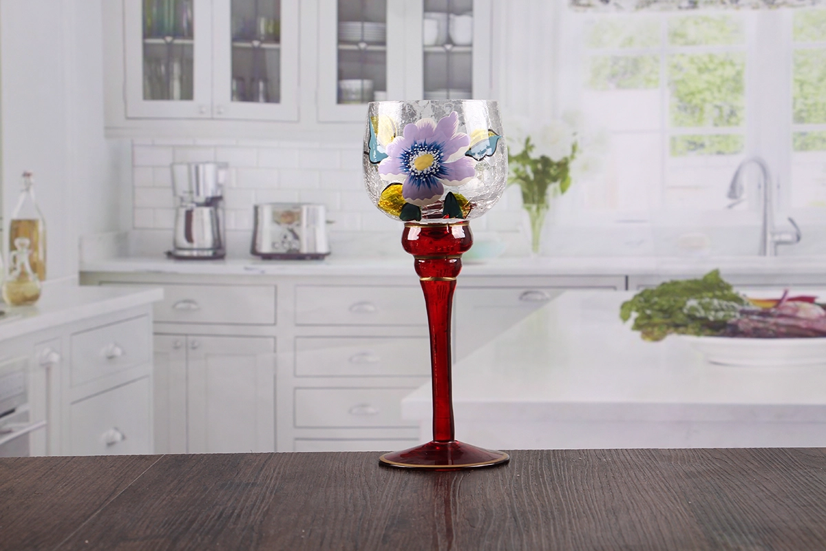 Crackle glass candle holder