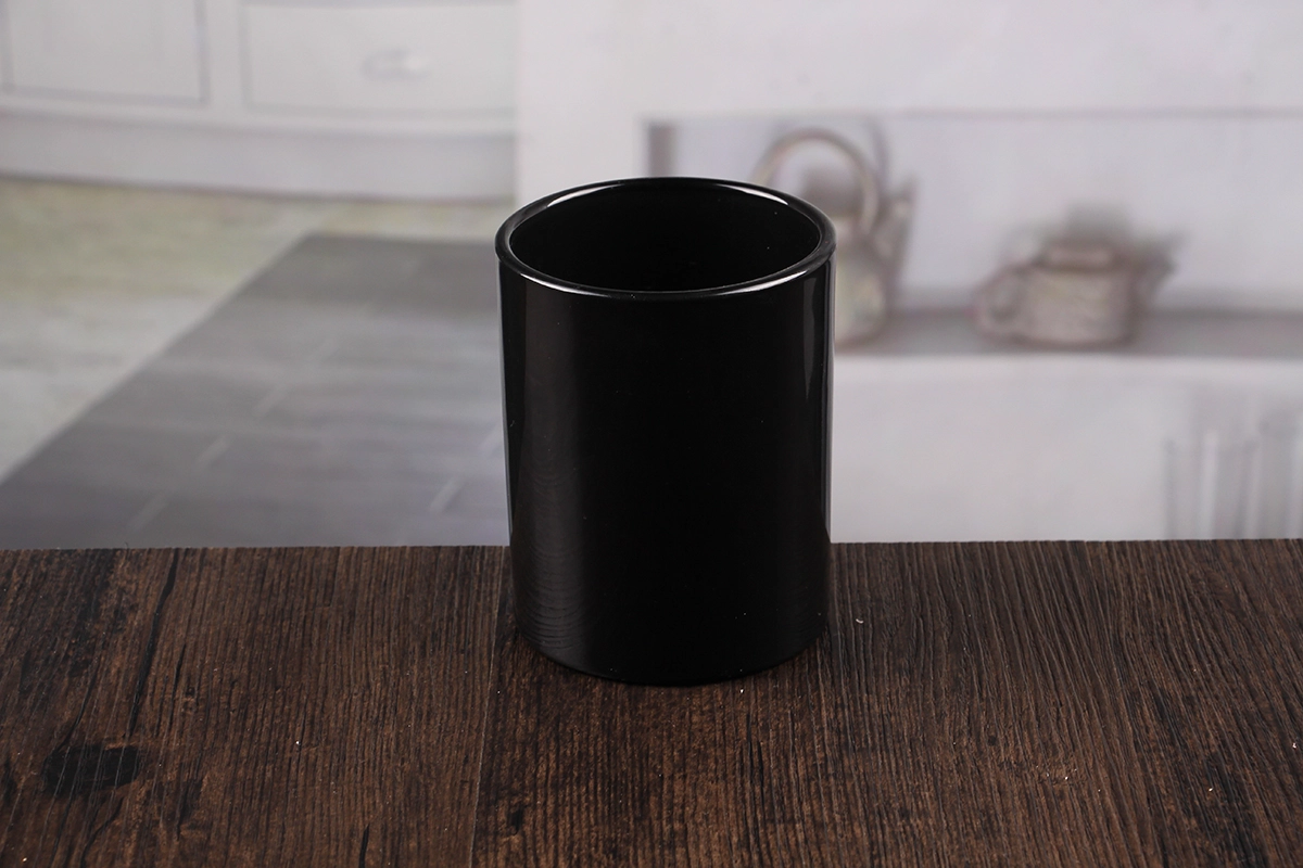 Black glass candle jars