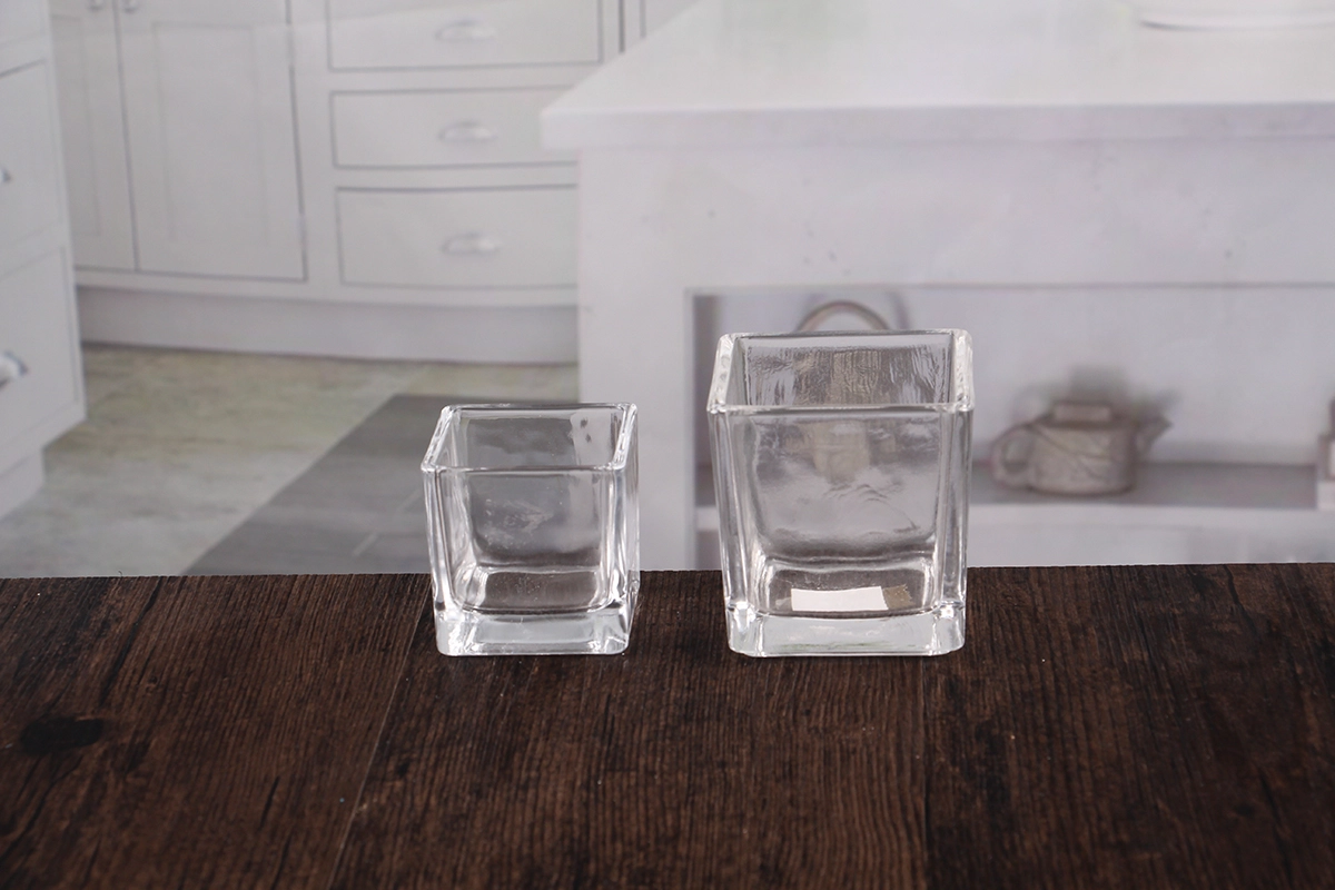 Square glass candle holders