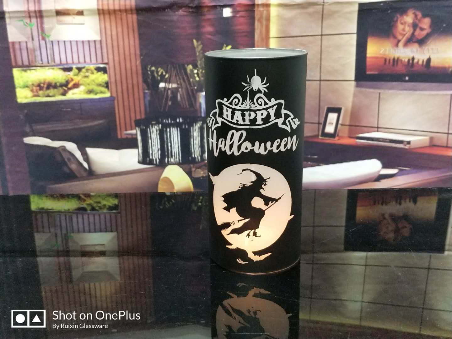 Glass Candle holder for halloween decoration