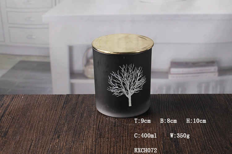 Black glass candle holder