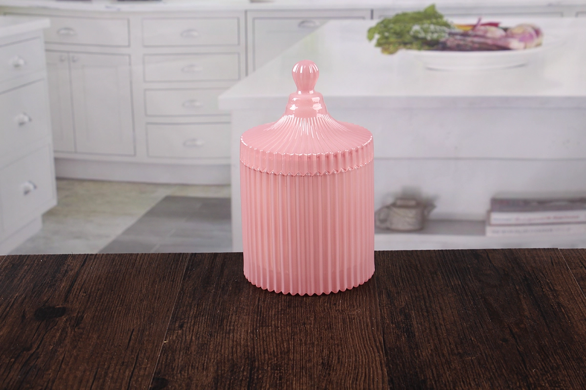 Pink candle jar with lid