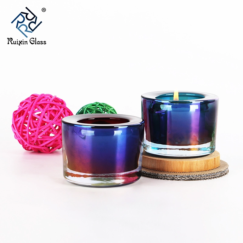 Electroplate glass candle holder