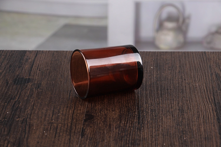 Amber glass candle holder