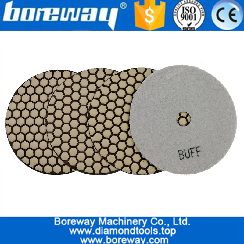 125MM White Buff Resin Bonded Flexible Diamond Polishing Pad For Stone Marble Granite Quartz