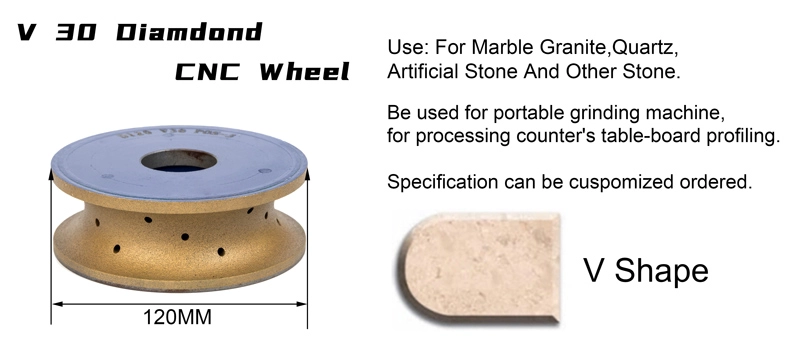High Efficiency Diamond V30 CNC Grinding Wheel Stone Abrasive Tools For The Edge Processing Of Vanity Top And Counter-Top