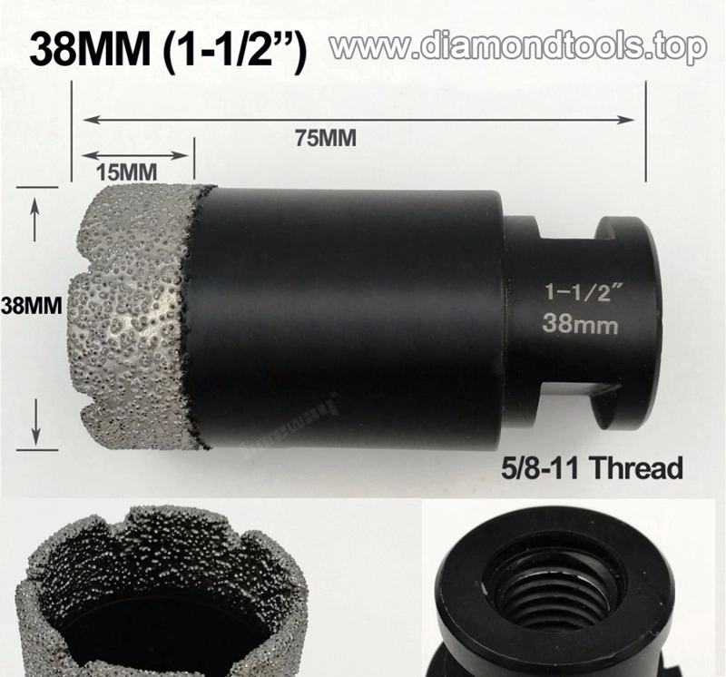Dia.38mm Vacuum Brazed Diamond Core Drill Bits For Drilling porcelain granite marble Masonry