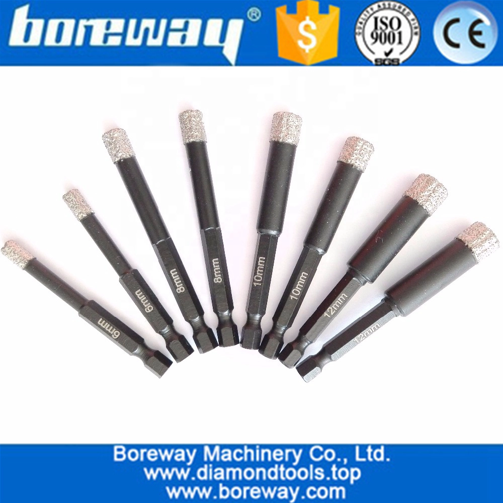  Vacuum Brazed Dry drilling core bits with quick-fit shank, best quality vacuum brazed diamond core drill bits 