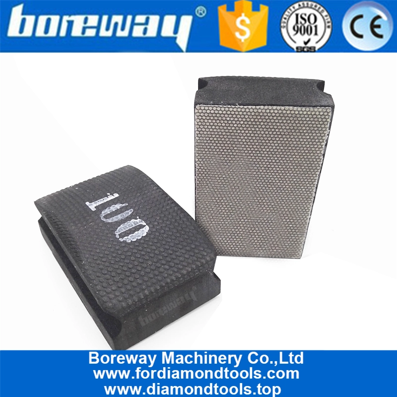 Dotted electroplated diamond hand polishing pad 90X55MM Hard Foam-backed diamond hand pad 03