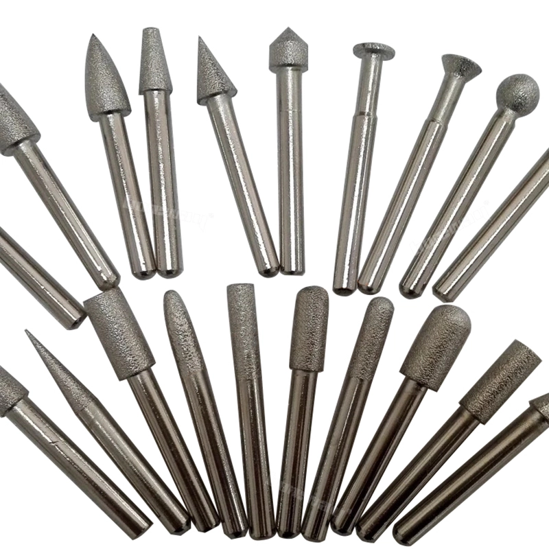 Vacuum Brazed Diamond Engraving Bits diamond grinding burrs grinding head, Diamond Carving Bits