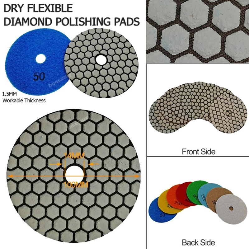 7Pcs/set 4inch Stone diamond sanding disc high quality Dia.100MM Dry Diamond flexible polishing pads 01
