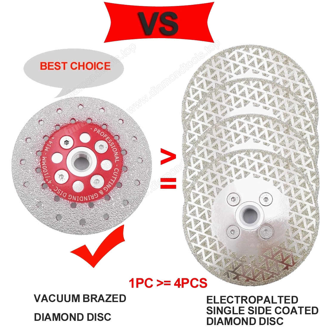 High quality Double Sided Vacuum Brazed diamond grinding cup wheel with M14 Thread
