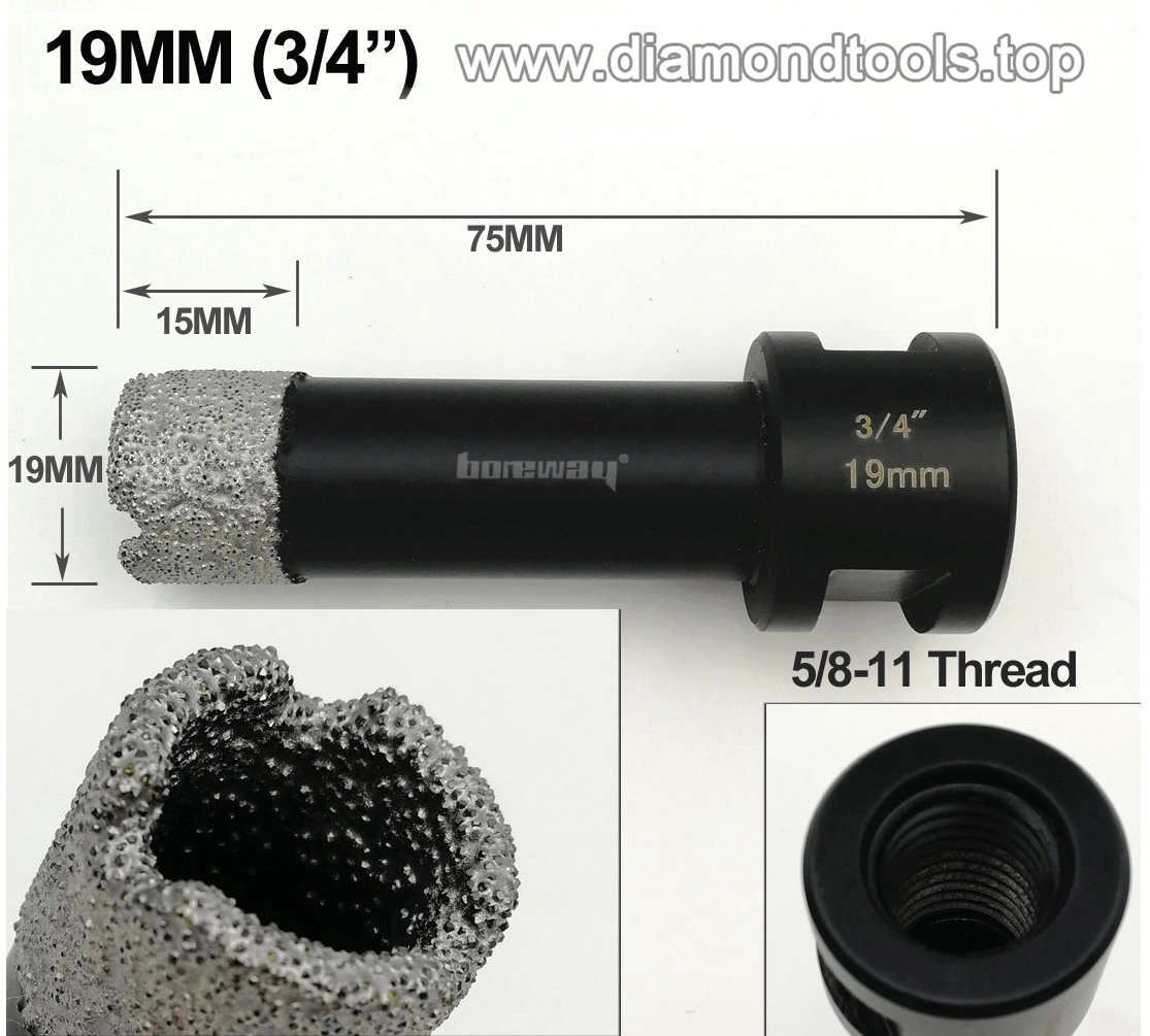 Dia.19mm Vacuum brazed diamond drill core bit,Vacuum brazed diamond dry drilling bits with 5/8