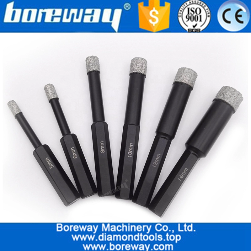 5mm-14mm Hex Shank Vacuum Brazed Diamond Core Drill Bits,Dry Drilling core Bits drill hole saw for stone