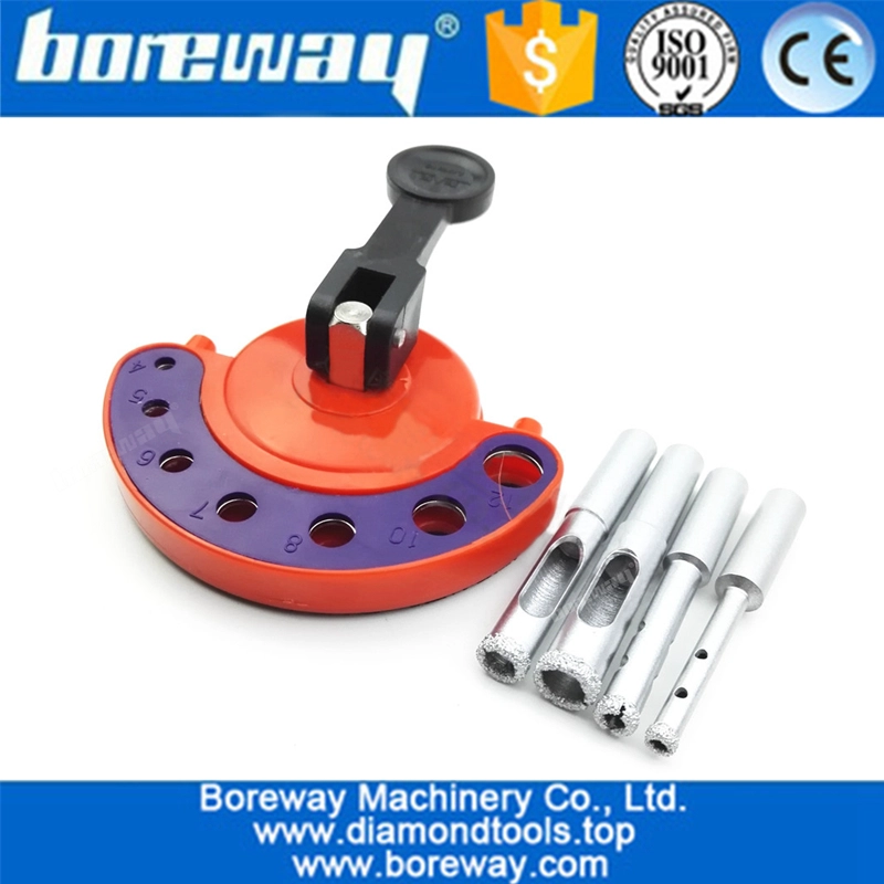 Vacuum Brazed Diamond Drill Core Bits 4Pcs Hole saws with a plastic Positioner Sucker