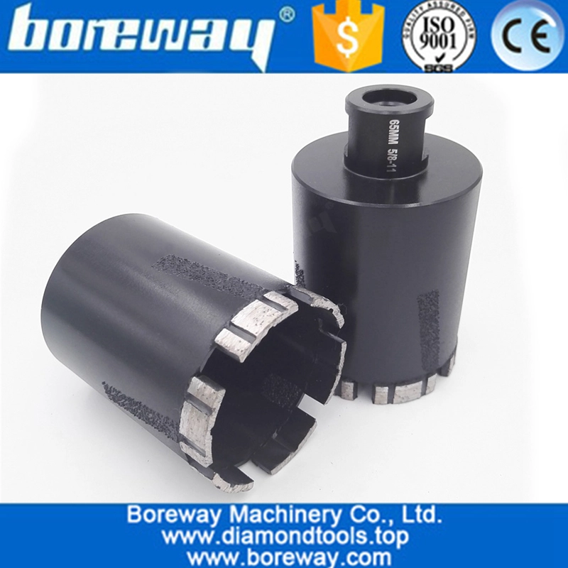 Dia.65mm Laser Welded Diamond Core Bits Dry Drilling With Side Protection 5/8-11 Thread