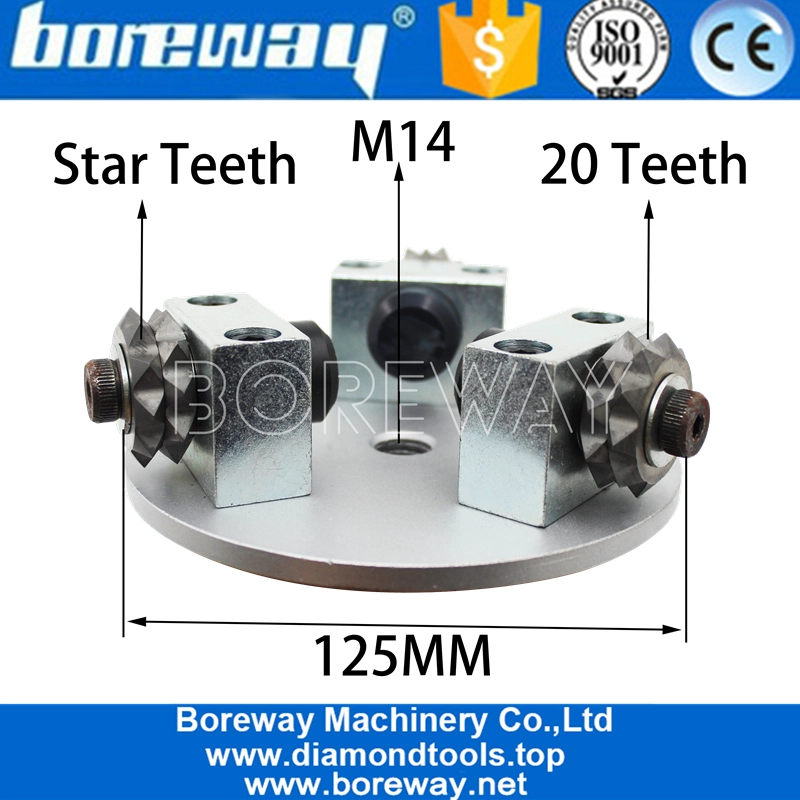 125mm Star Type Rotary Bush Hammer Plate With 3 Rollers For Granite 55