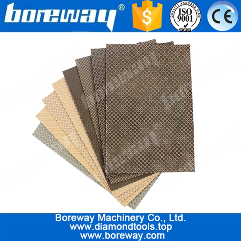 Electroplated diamond hand polishing sheet for stone glass and ceramic