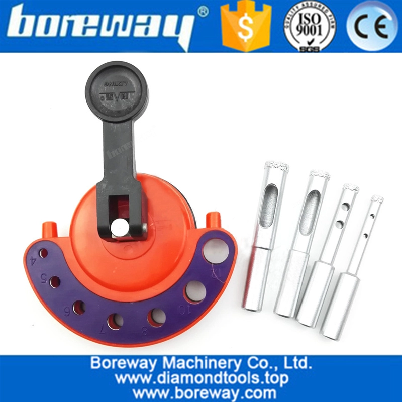 Vacuum Brazed Diamond Drill Core Bits 4Pcs Hole saws with a plastic Positioner Sucker 01