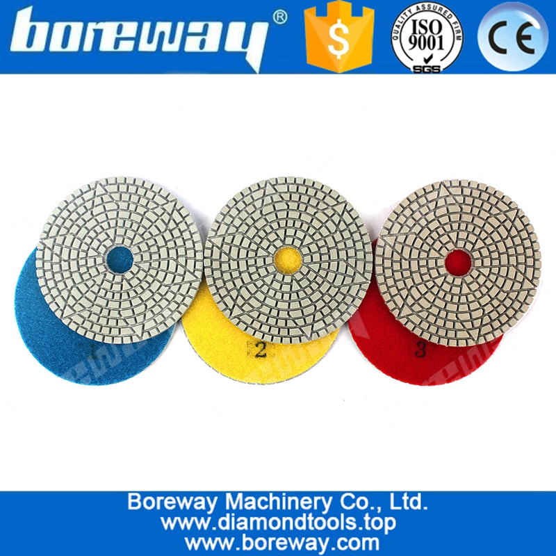 3 Step 4 Inch diamond polishing pad for flexible grinding stone marble granite