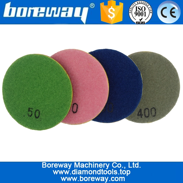3inch 80mm 4 steps wet use diamond floor polishing pads with metal