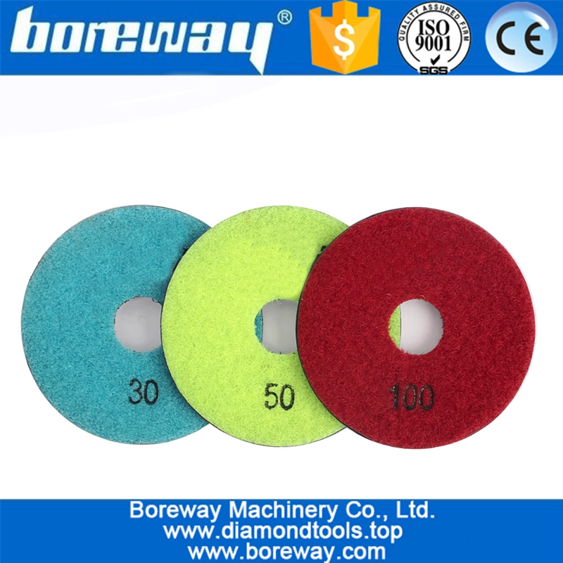 Disco abrasivo diamantato a vuoto da 4 "con velcro per granito / calcestruzzo