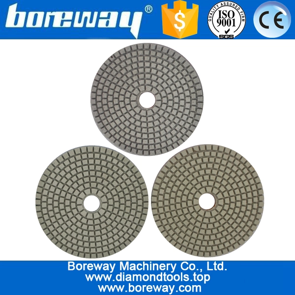 4 pulgadas de 100 mm 3 pasos de almohadillas de pulido de diamante cuadrado blanco para pulir de mármol de cuarzo de hormigón de mármol