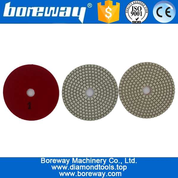 4 pulgadas de 100 mm 3 pasos de almohadillas de pulido de diamante cuadrado blanco para pulir de mármol de cuarzo de hormigón de mármol