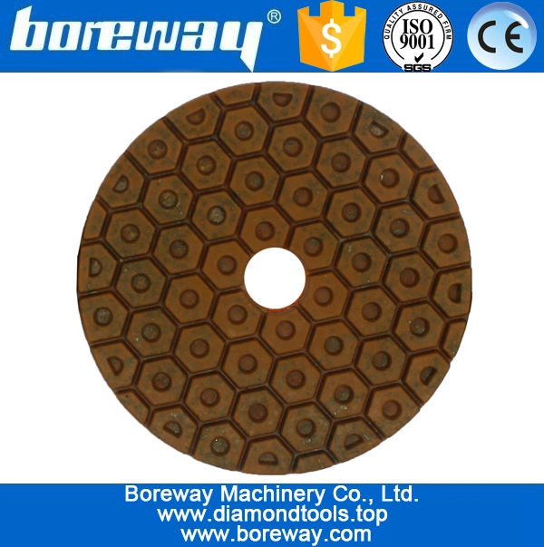 4inch 100mm 4段階ウェット使用茶色の金属ダイヤモンド研磨パッド石のコンクリートセラミックを研磨するためのパッド