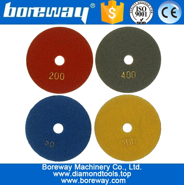 4inch 100mm 4段階ウェット使用茶色の金属ダイヤモンド研磨パッド石のコンクリートセラミックを研磨するためのパッド