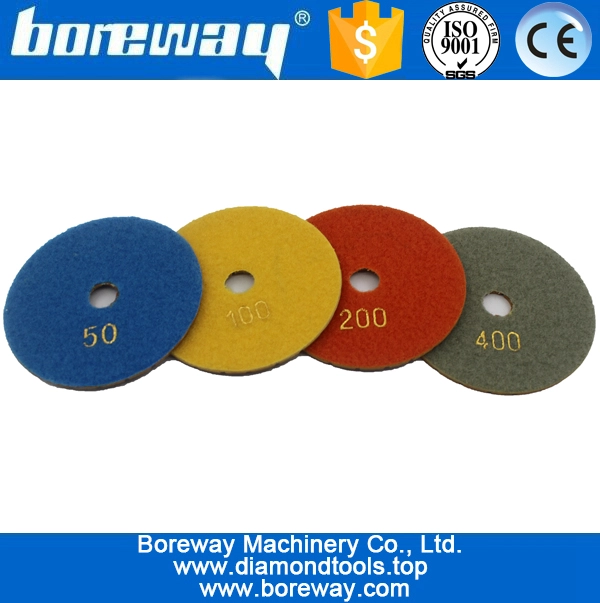 4inch 100mm 4段階ウェット使用茶色の金属ダイヤモンド研磨パッド石のコンクリートセラミックを研磨するためのパッド