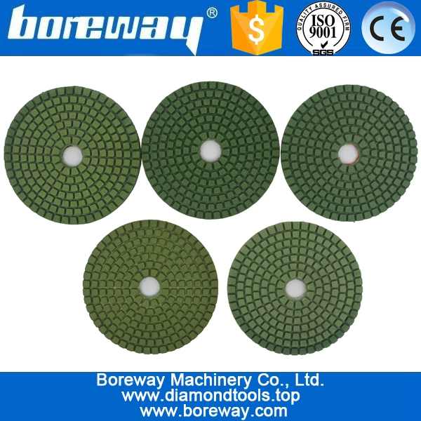 4 pulgadas 100mm 5 pasos verde cuadrado uso mojado pulido de diamante almohadillas de granito mármol cuarzo hormigón de cerámica