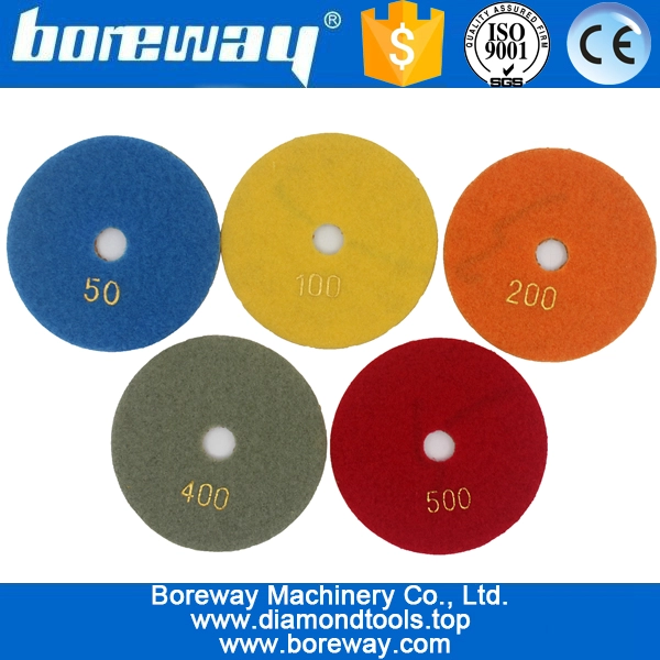 4inch 100mm 5 단계 젖은 갈색 금속 다이아몬드 연마 패드를 사용하여 돌 콘크리트 세라믹을 연마