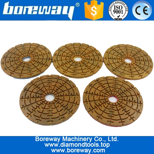 4inch 100mm 5 단계 젖은 갈색 금속 다이아몬드 연마 패드를 사용하여 돌 콘크리트 세라믹을 연마