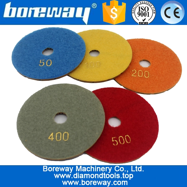 4inch 100mm 5 단계 젖은 갈색 금속 다이아몬드 연마 패드를 사용하여 돌 콘크리트 세라믹을 연마