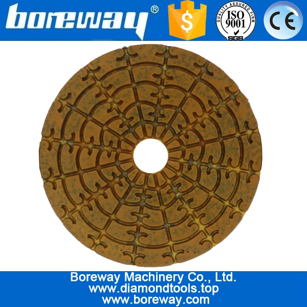 4inch 100mm 5 단계 젖은 갈색 금속 다이아몬드 연마 패드를 사용하여 돌 콘크리트 세라믹을 연마