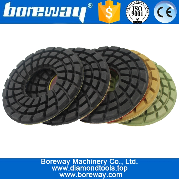 4inch 100mm 7 steps wet use sprial type diamond polishing pads for stone ceramic concrete