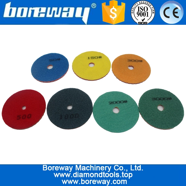 4inch 100mm 7 steps wet use sprial type diamond polishing pads