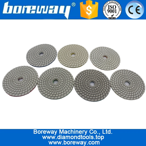 4 pulgadas 100mm 7 pasos blanco sprial tipo de uso mojado pulido de diamantes almohadillas de piedra de hormigón de cerámica