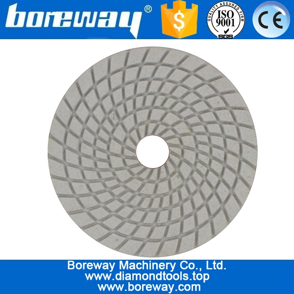 4 pulgadas 100mm 7 pasos blanco sprial tipo de uso húmedo almohadillas de pulido de diamantes