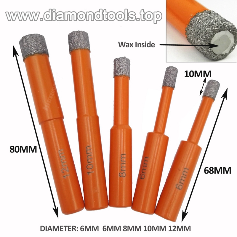 5Pcs /盒六角柄或圆柄真空钎焊金刚石钻头,钻石材陶瓷砖混凝土等