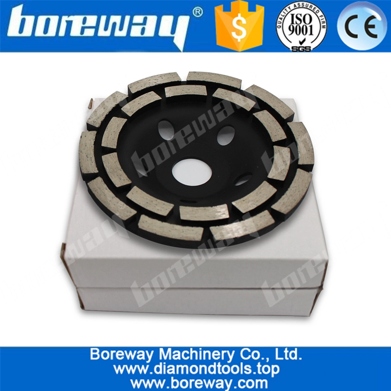 5inch diamond cup grinding wheel with double row segment for concrete natural stone
