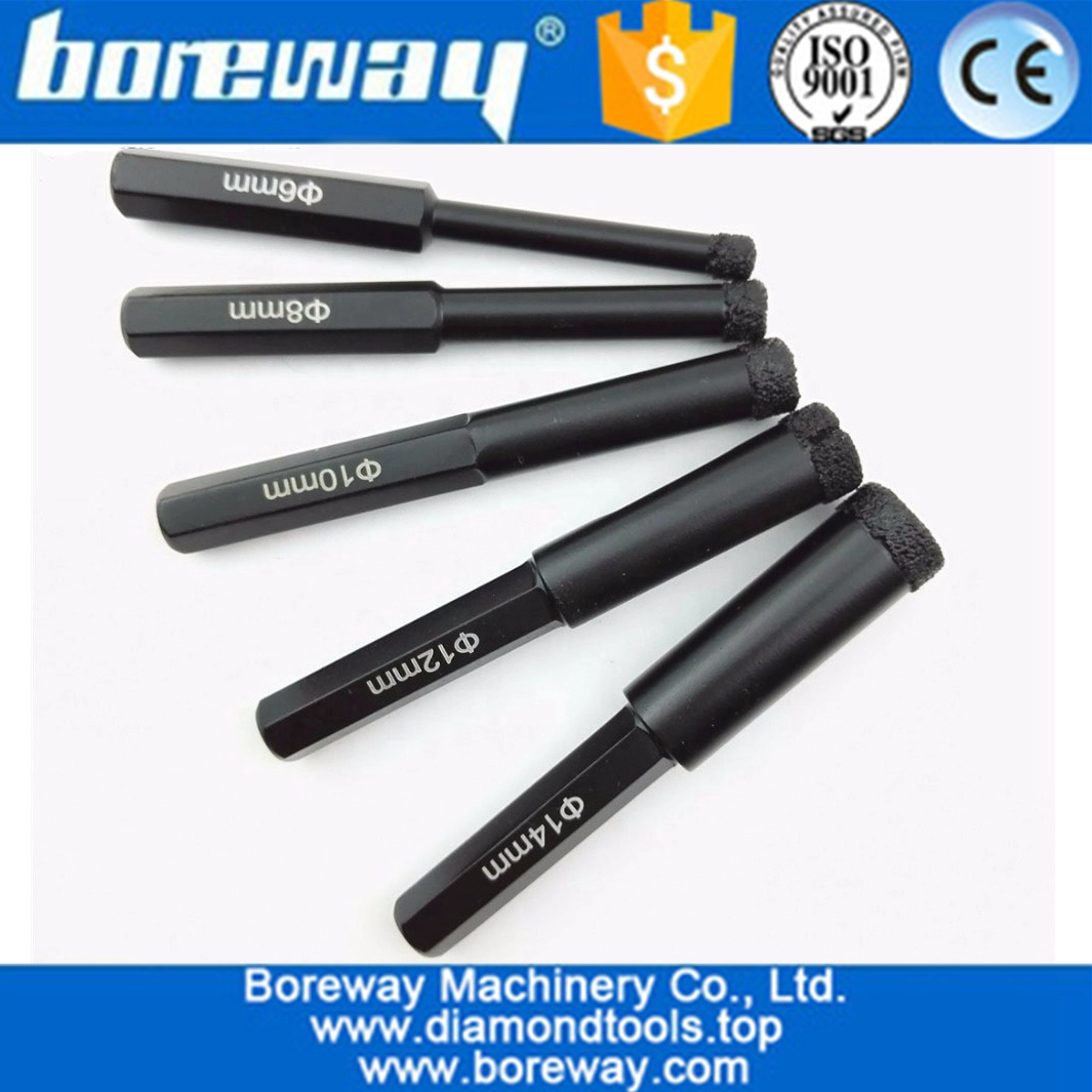 Haste do hexágono de 6mm-14mm Vacuum Brazed Wet drillling broca do núcleo do diamante broca viu para granito, mármore, alvenaria e muito mais