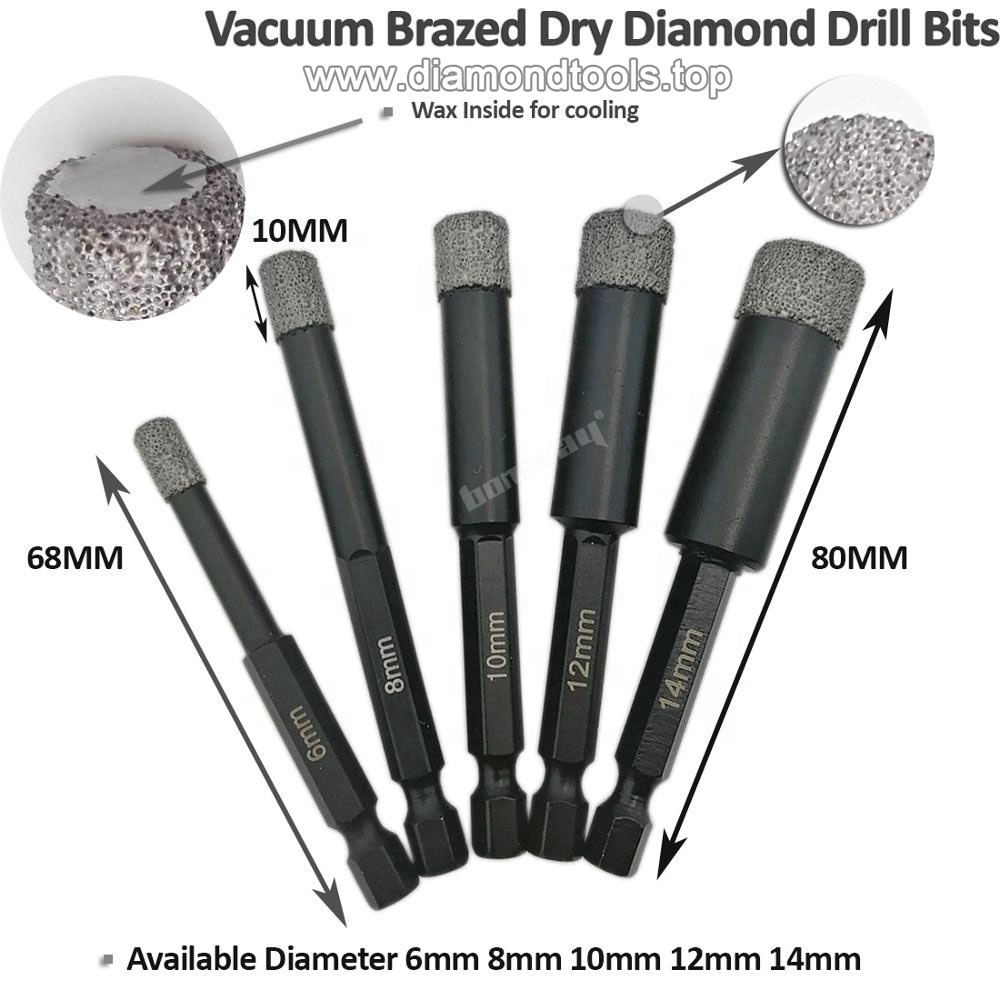 6mm-14mm فراغ صنع من النحاس الجاف بت الحفر الأساسية مع تناسب عرقوب الماس الأساسية بت تناسب الحفر حجر الرخام الغرانيت