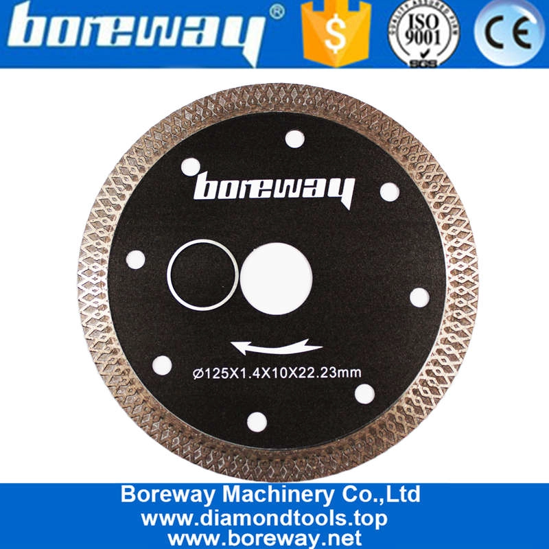 Boreway 5inch Sintered Turbo Mesh Tile Diamond Saw Blade Disc For Granite Glass Cutting