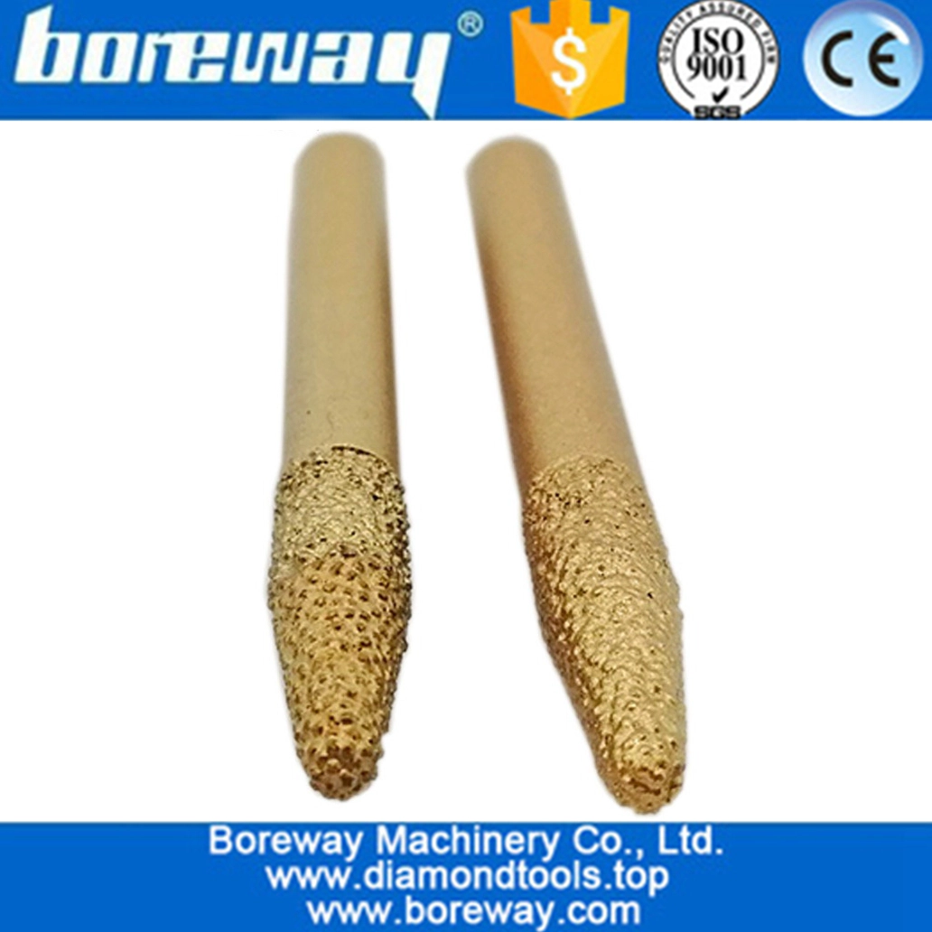 Boreway 6-3/20mm taper nose diamond burr vacuum brazed engraving bit for stone engraving machine